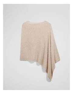Brushed Poncho in Oat Marle