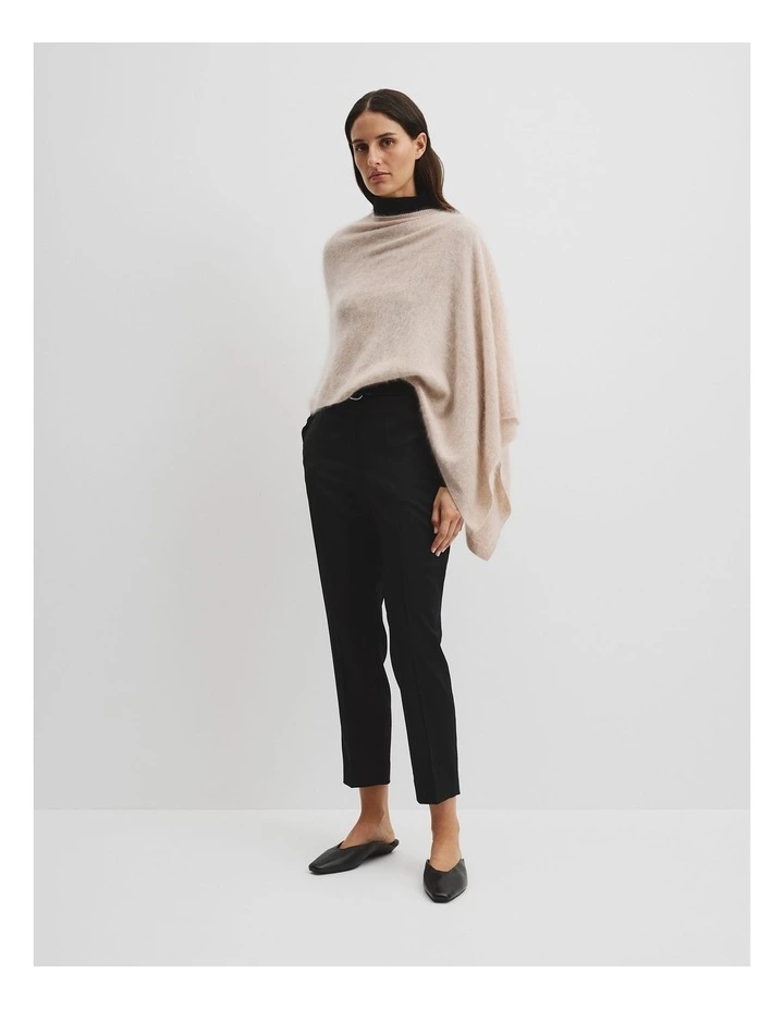 Brushed Poncho in Oat Marle image 2