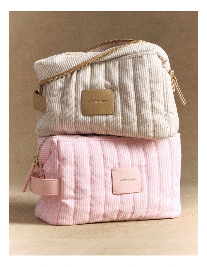 Fold Down Cosmetic Case Bag in Camel image 2