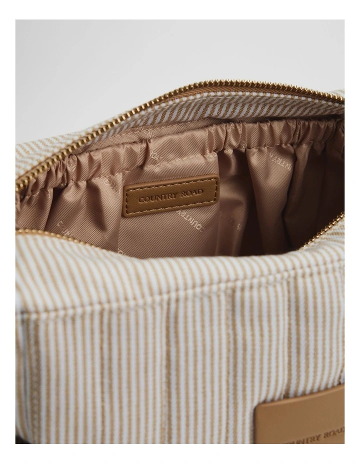 Fold Down Cosmetic Case Bag in Camel image 3