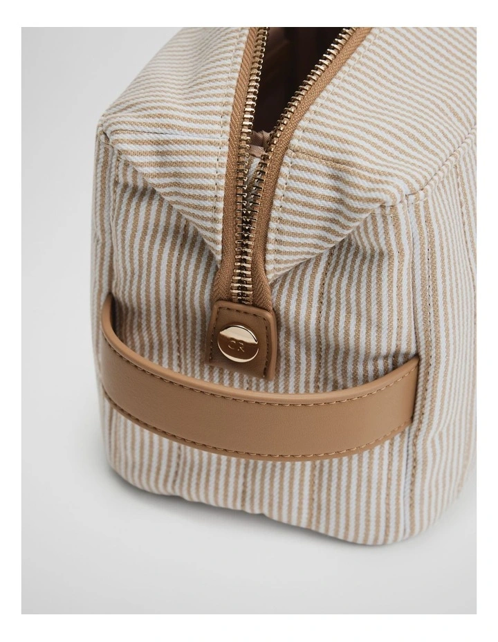 Fold Down Cosmetic Case Bag in Camel image 4