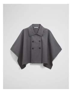 Button Through Cape in Dark Charcoal