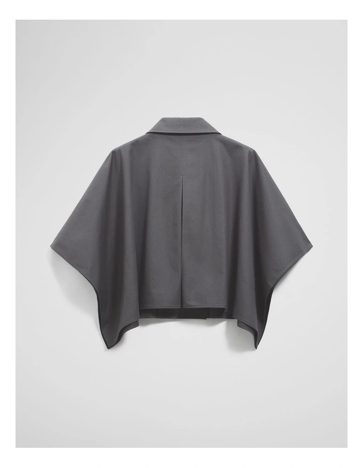 Button Through Cape in Dark Charcoal image 3