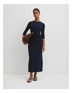 Tencel Jersey Twist Dress in Navy