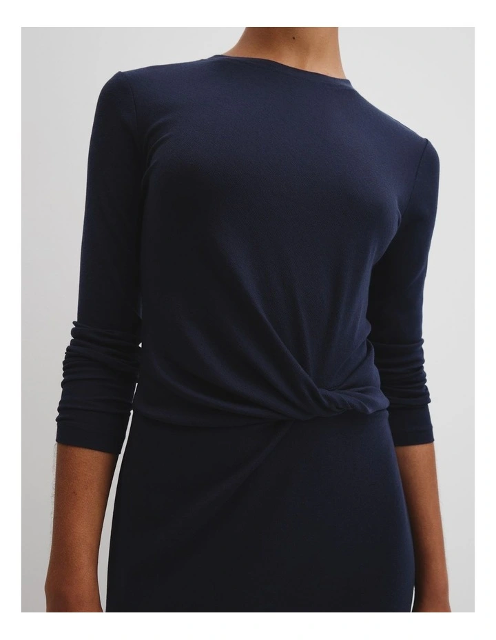 Tencel Jersey Twist Dress in Navy image 2