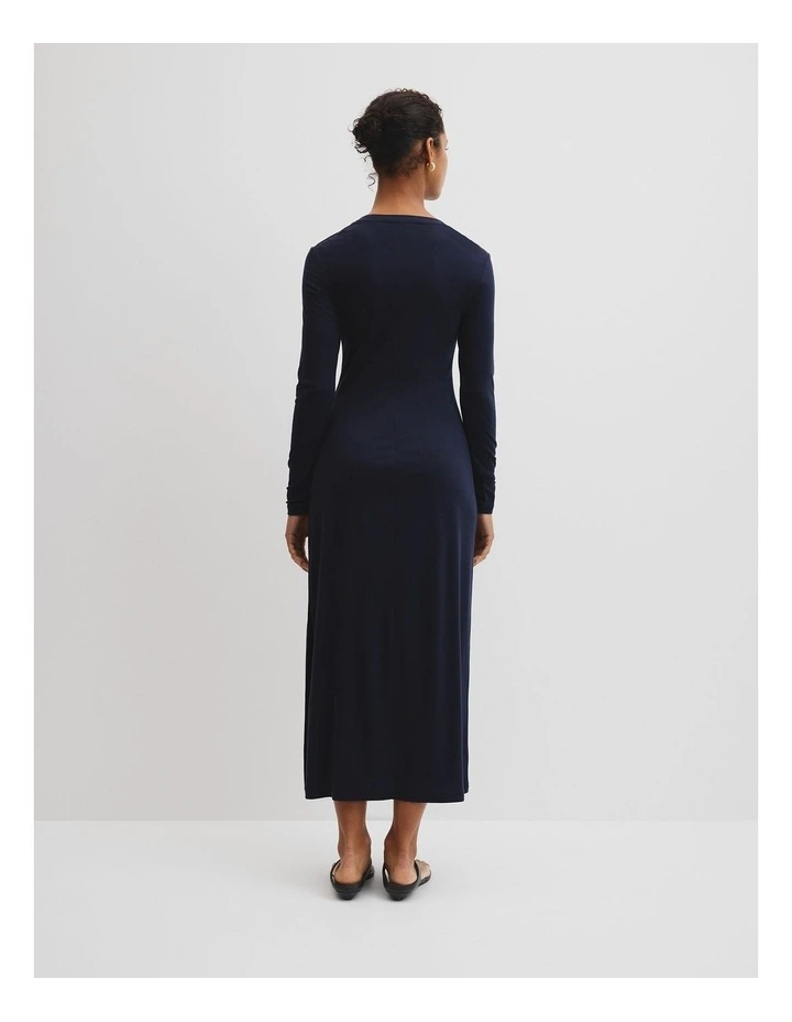 Tencel Jersey Twist Dress in Navy image 4