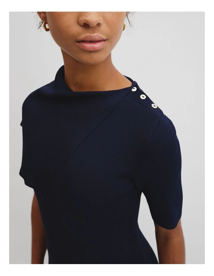 Trim Detail Knit Dress in Eclipse Navy image 2