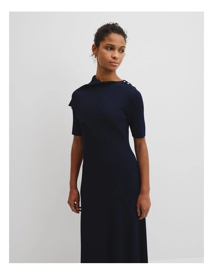 Trim Detail Knit Dress in Eclipse Navy image 3
