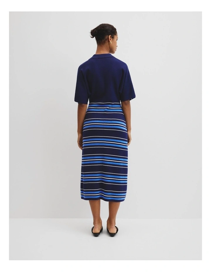 Australian Merino Stripe Polo Knit Dress in Navy Stripe image 5
