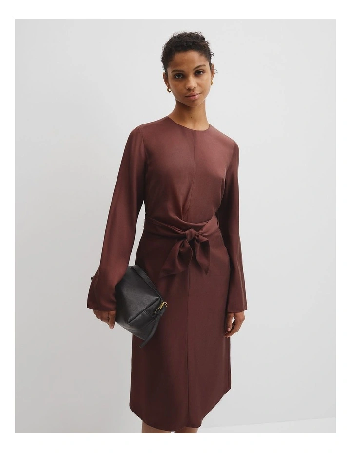 Twist Waist Dress in Light Umber image 1