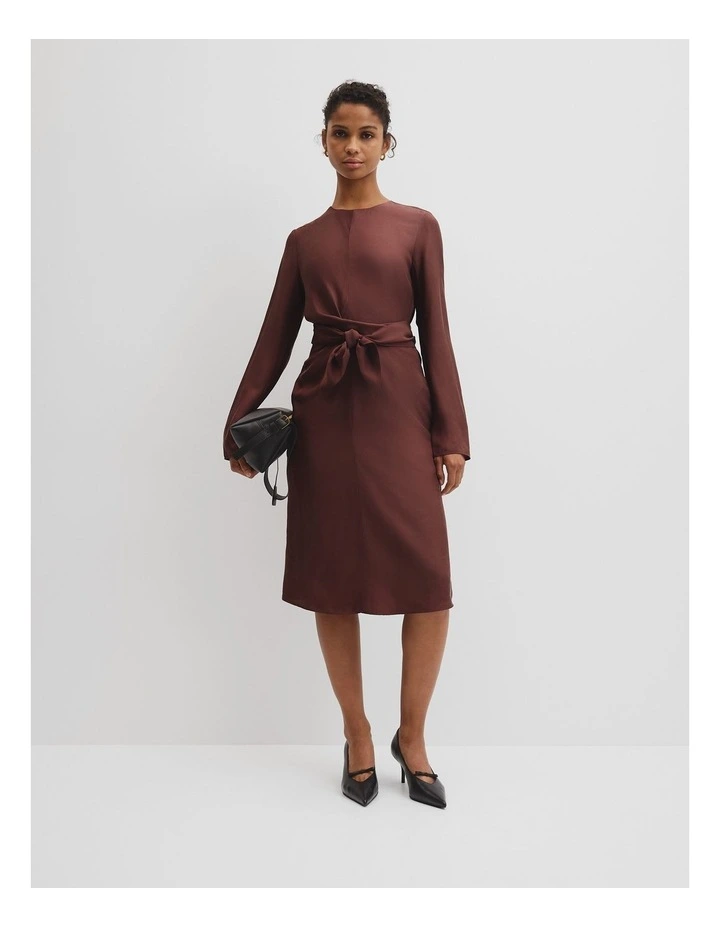 Twist Waist Dress in Light Umber image 3
