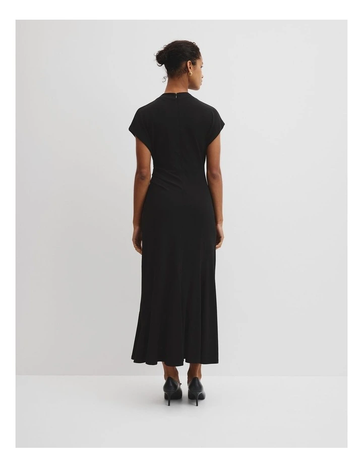 Drape Neck Dress in Black image 4