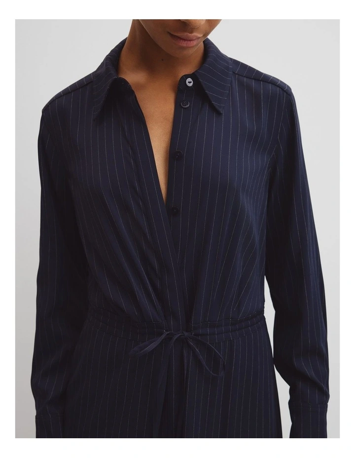 Pinstripe Shirt Dress in Navy Stripe image 3