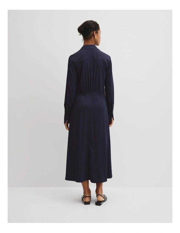 Pinstripe Shirt Dress in Navy Stripe image 4