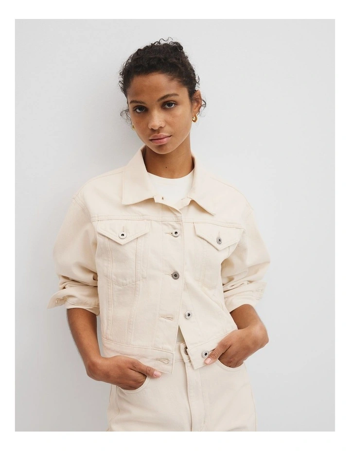 Classic Denim Jacket in Ecru image 1