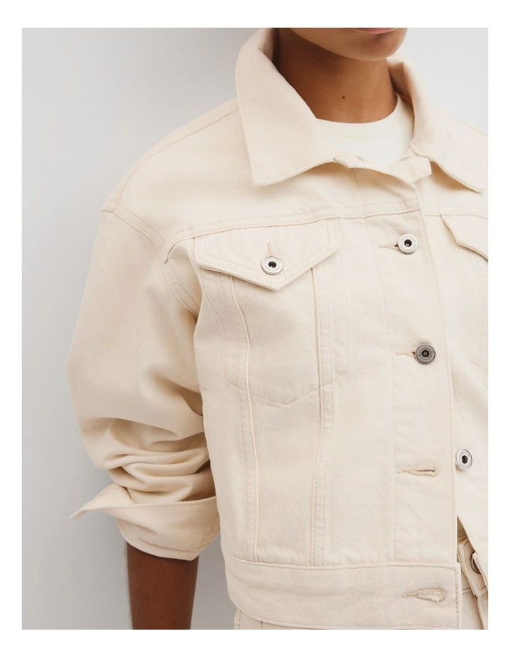 Classic Denim Jacket in Ecru image 2