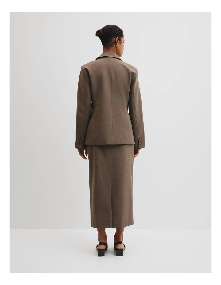 Wool Blend Cross Over Blazer in Dark Truffle image 5
