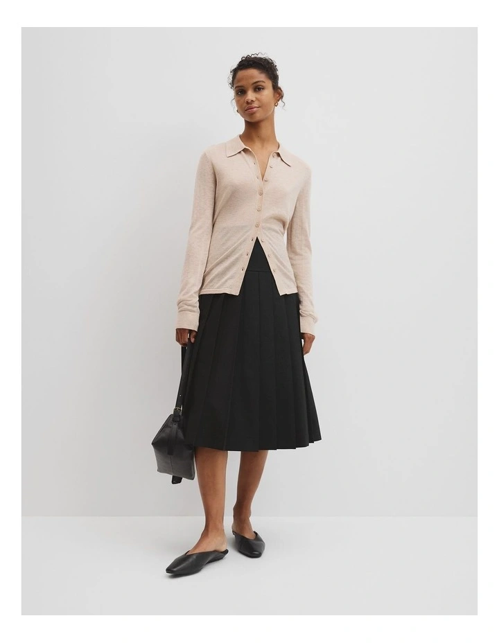Merino Long Sleeve Knit Shirt in Sandstone Marle image 3