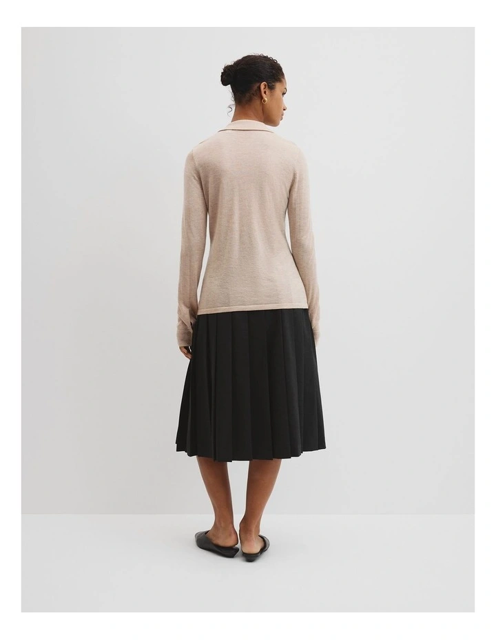 Merino Long Sleeve Knit Shirt in Sandstone Marle image 4