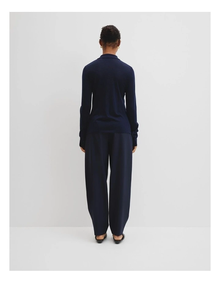 Merino Long Sleeve Knit Shirt in Eclipse Navy image 4