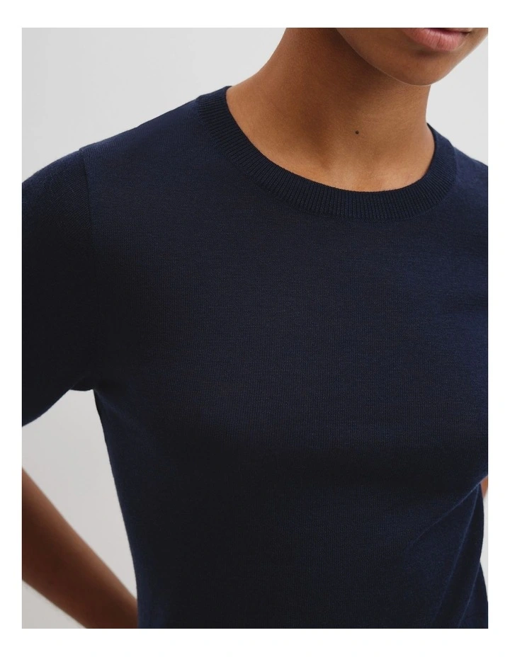 Merino Short Sleeve Knit T-shirt in Eclipse Navy image 2