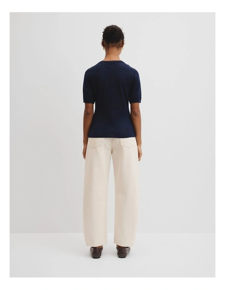 Merino Short Sleeve Knit T-shirt in Eclipse Navy image 4