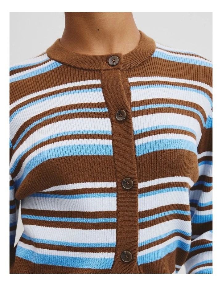 Stripe Knit Cardigan in Chocolate Stripe image 2