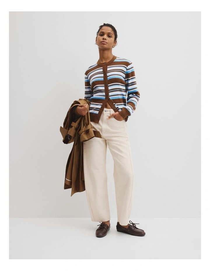 Stripe Knit Cardigan in Chocolate Stripe image 3