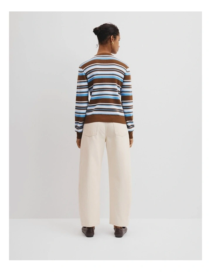 Stripe Knit Cardigan in Chocolate Stripe image 4