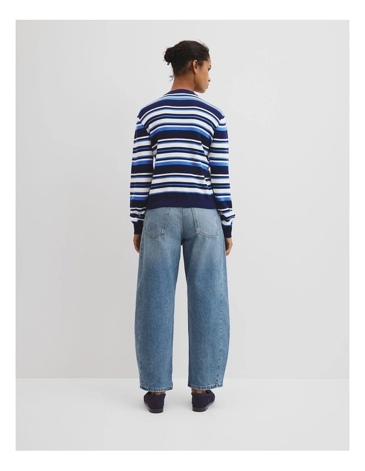 Stripe Knit Cardigan in Navy Stripe image 4