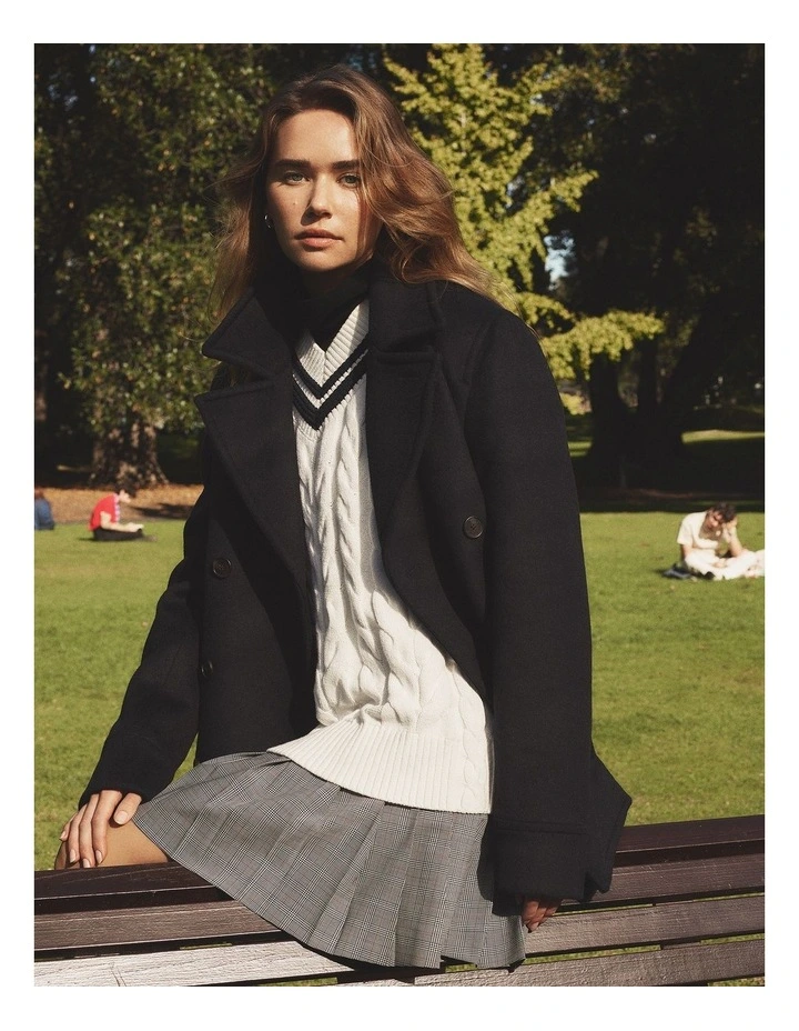 V-neck Cable Knit in Winter White image 2