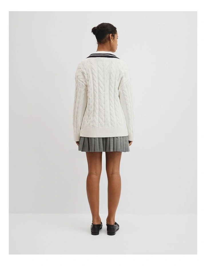 V-neck Cable Knit in Winter White image 5