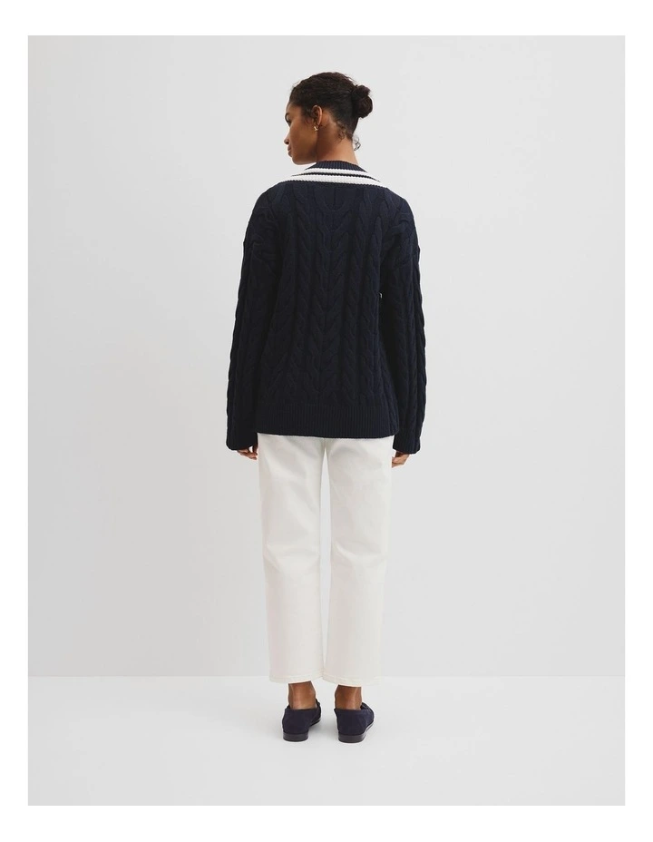 V-neck Cable Knit in Eclipse Navy image 5