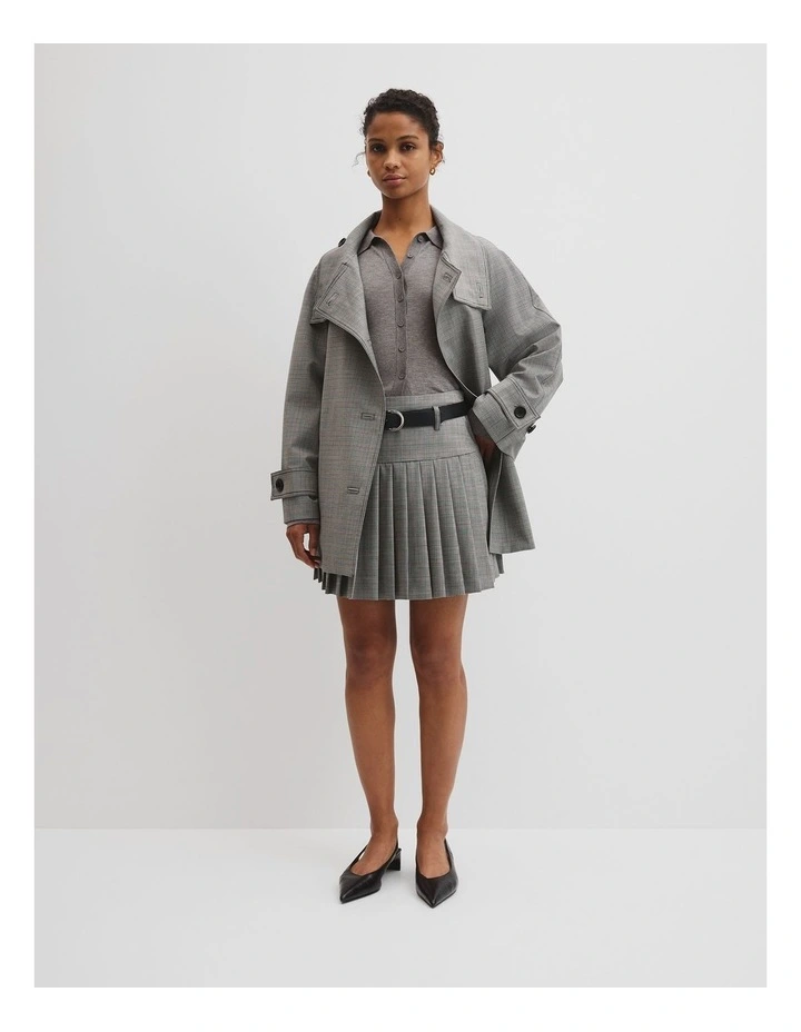 Wool Blend Funnel Check Jacket in Check image 4
