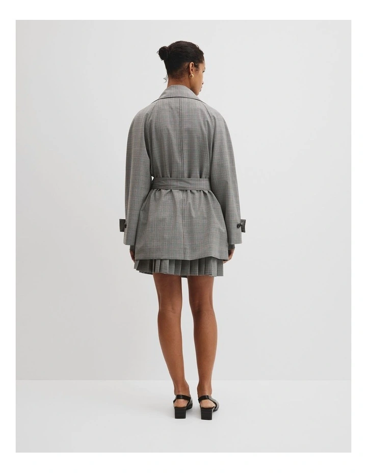 Wool Blend Funnel Check Jacket in Check image 5