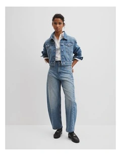 High Rise Barrel Jean in Aged Mid Wash