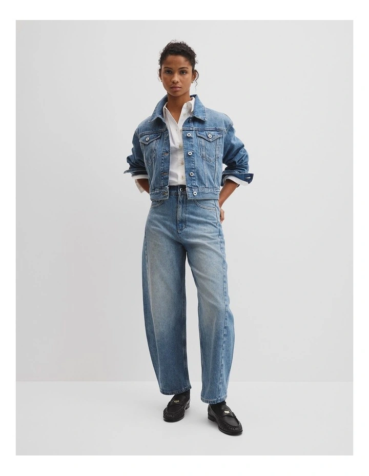 High Rise Barrel Jean in Aged Mid Wash image 1