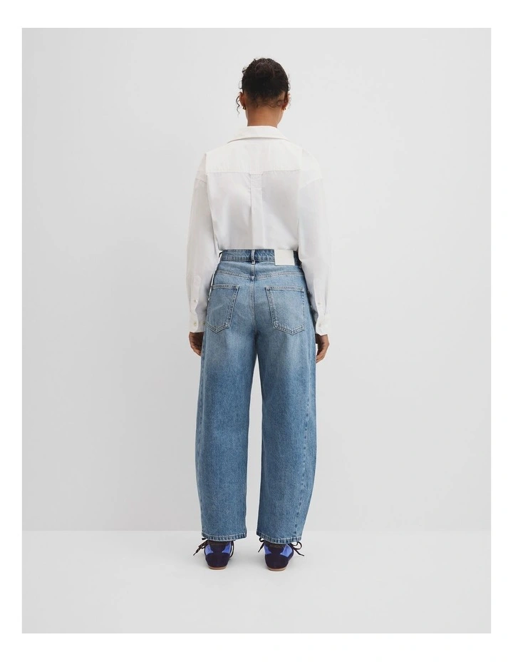 High Rise Barrel Jean in Aged Mid Wash image 4