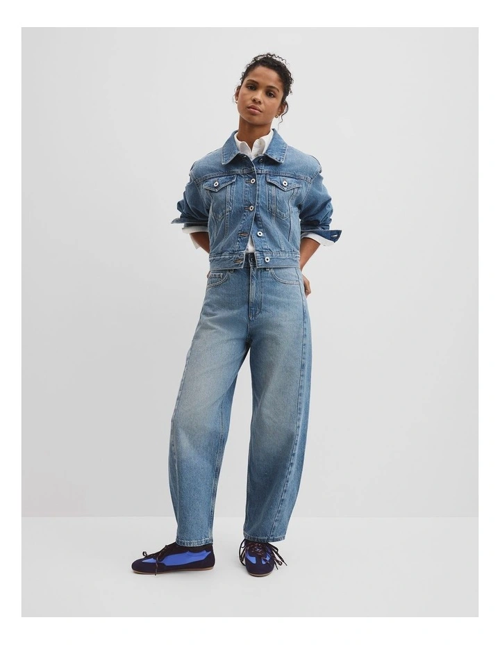 High Rise Barrel Jean in Aged Mid Wash image 5