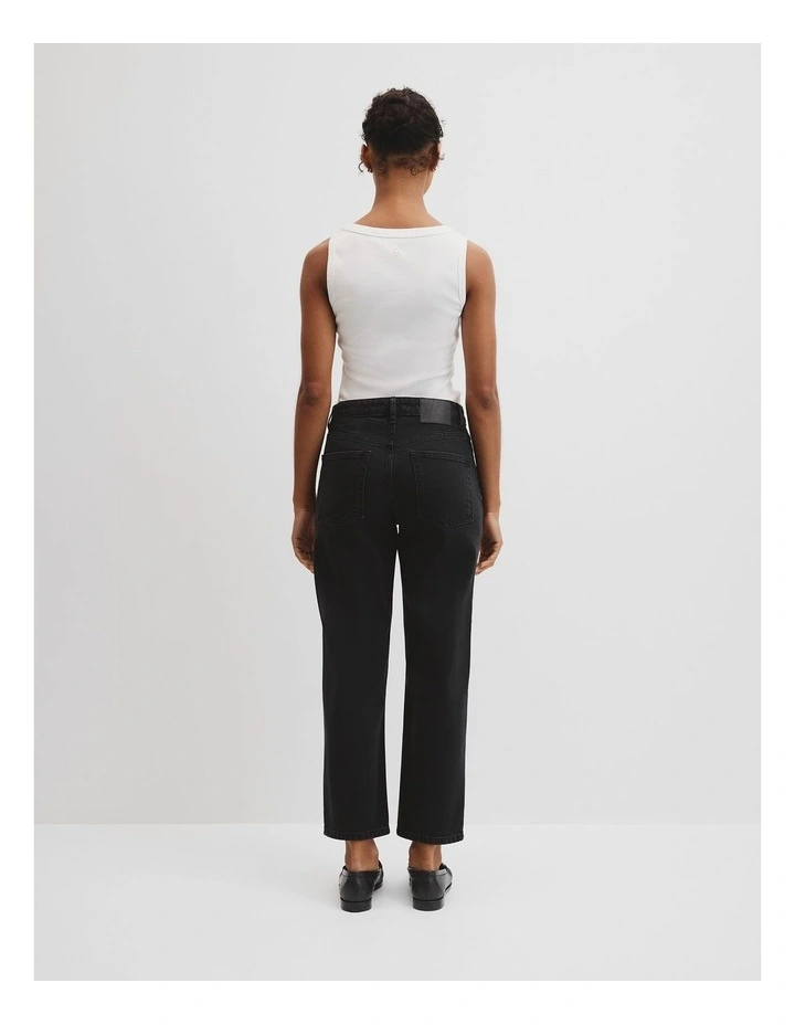Classic Mid Rise Straight Jean in Black image 4