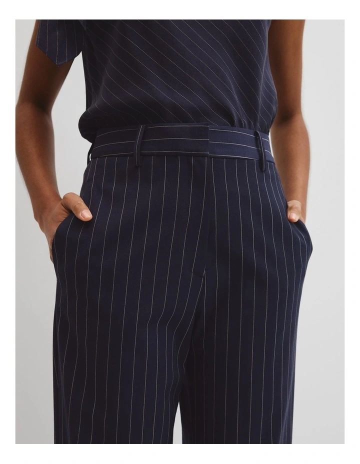 Wool Blend Tailored Straight Pinstripe Pant in Navy Stripe image 3