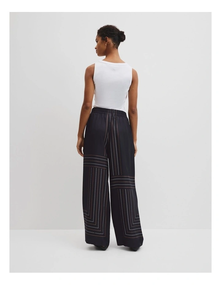 Scarf Stripe Washable Silk Pant in Navy Block Stripe image 4