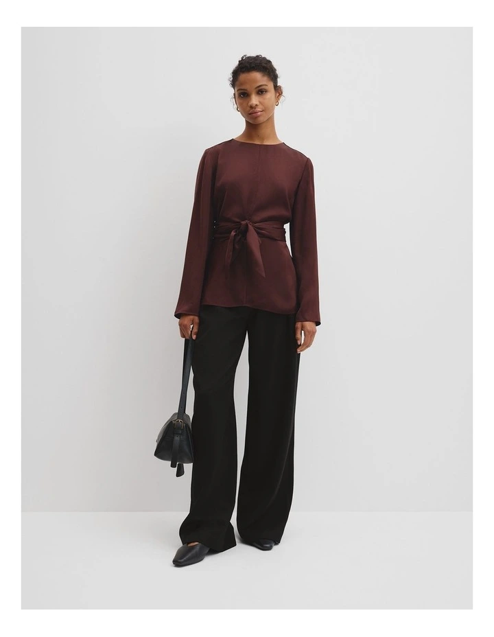 Twist Long Sleeve Blouse in Umber image 2