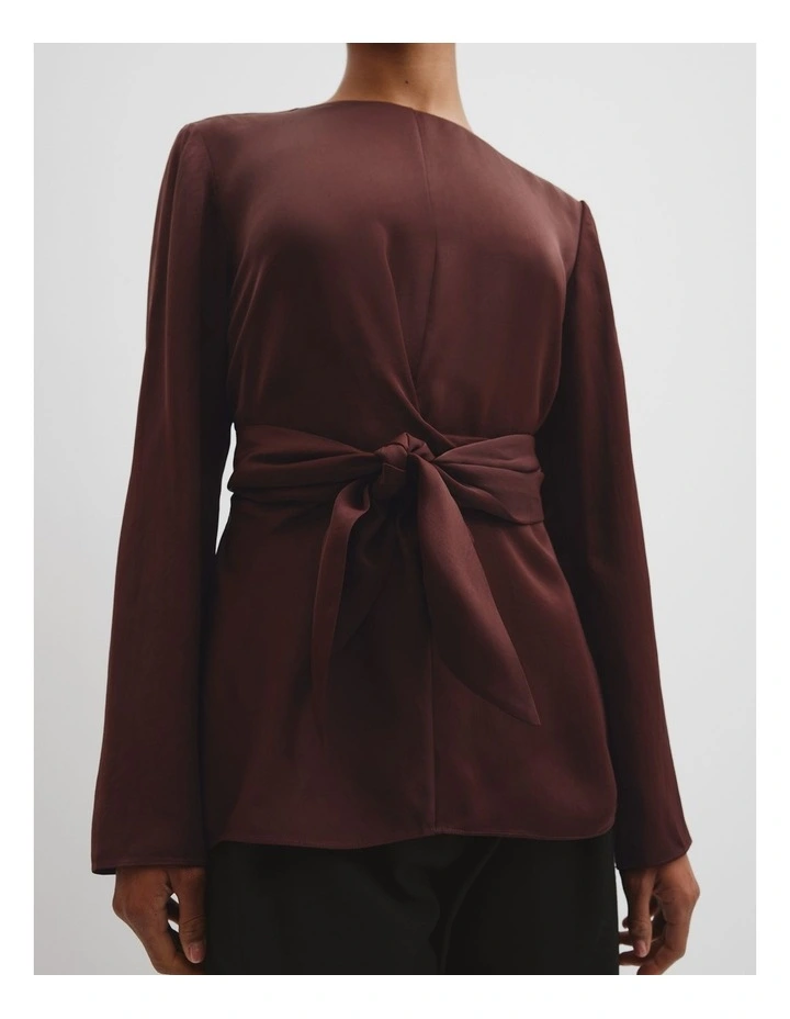 Twist Long Sleeve Blouse in Umber image 3