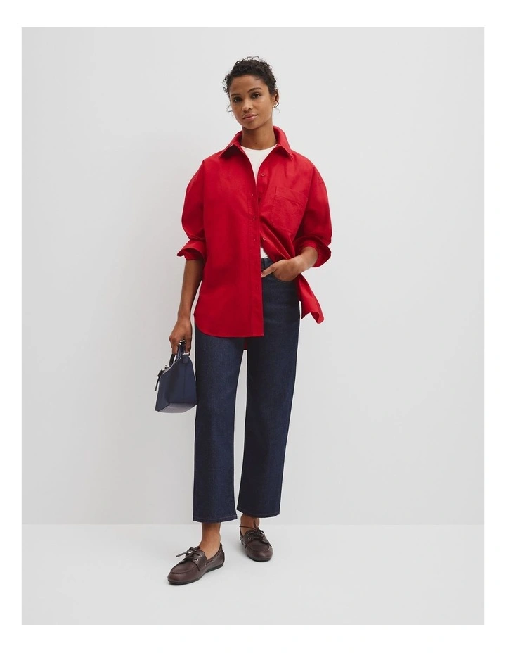 Oversize Oxford Shirt in Vivid Cherry image 3