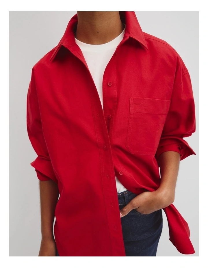 Oversize Oxford Shirt in Vivid Cherry image 4