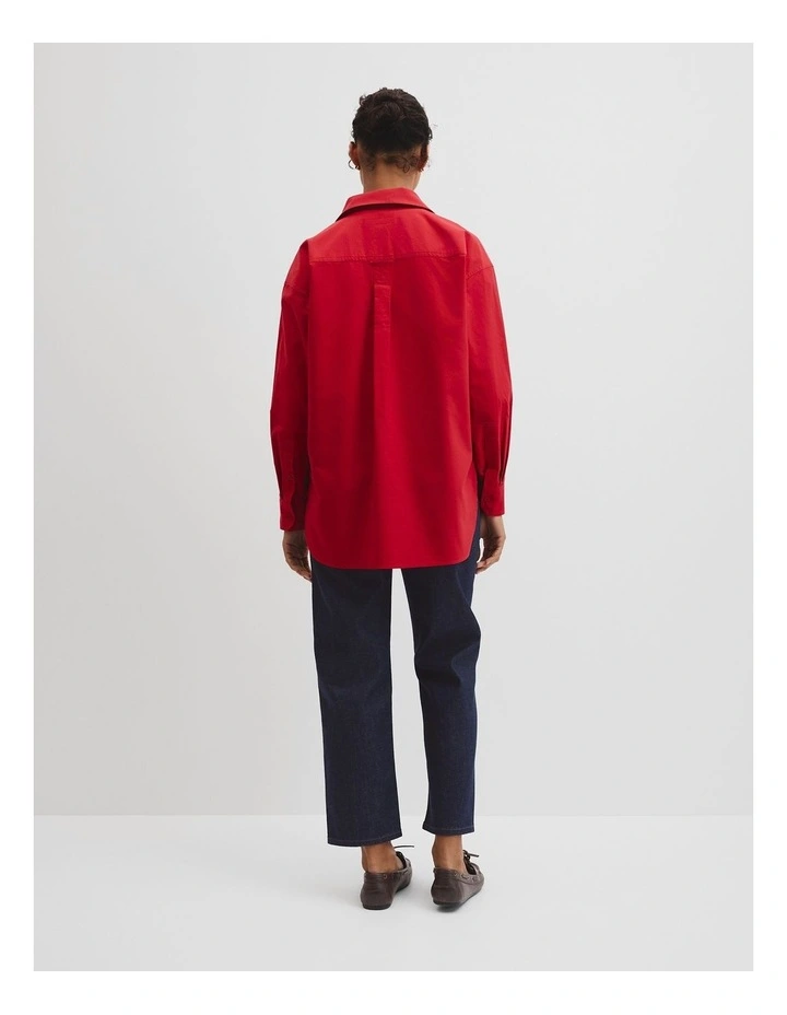 Oversize Oxford Shirt in Vivid Cherry image 5