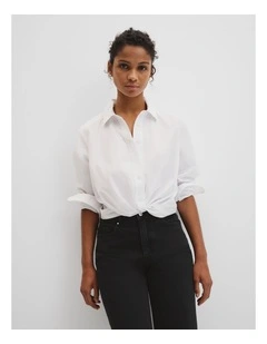 Twist Crop Shirt in White