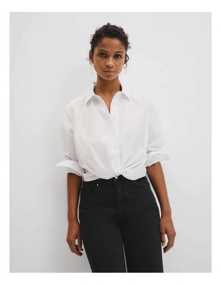 Twist Crop Shirt in White image 1