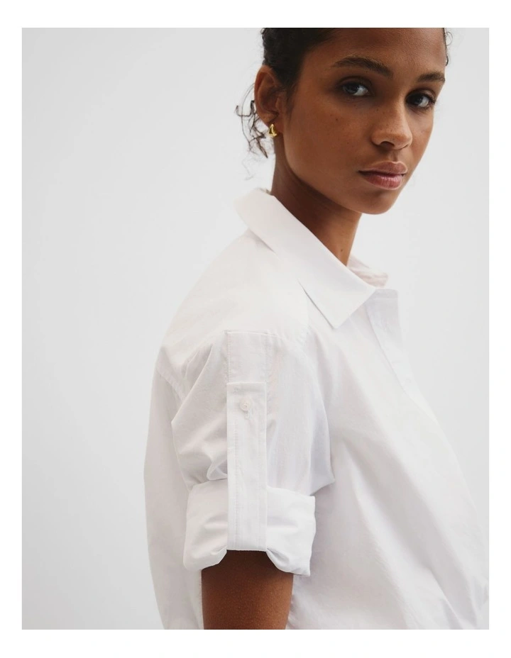 Twist Crop Shirt in White image 3